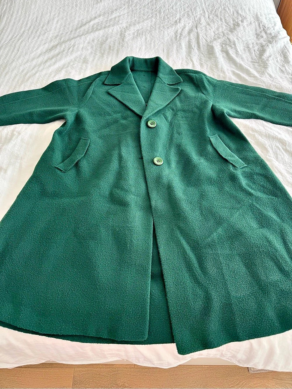 Green Button-Front Coat Dress
